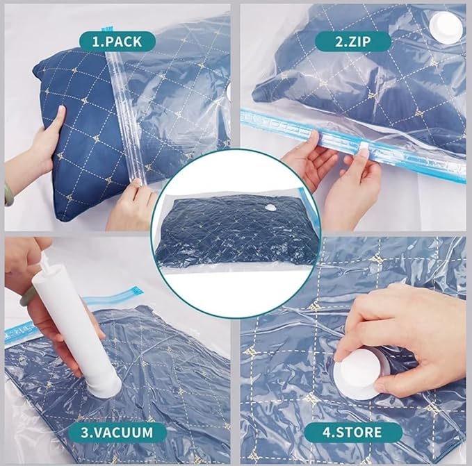 GRANDx 10-Pack Vacuum Storage Bags – Large, Airtight & Reusable for Clothes