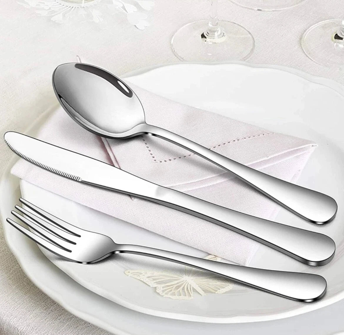 Premium 24-Piece Cutlery Set – Silver Finish, Boxed