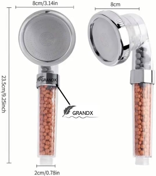 GRANDx Handheld Shower – Water-Saving, Filter Beads, 3 Spray Modes